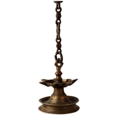Brass Seven Wicks Hanging Diya Lamp
